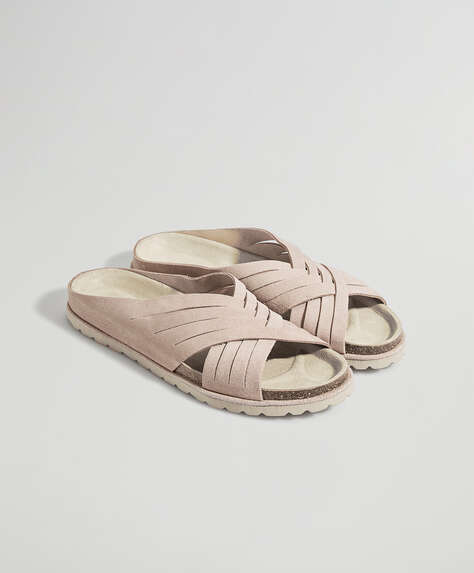 Split-leather crossover sandals - Join ...
